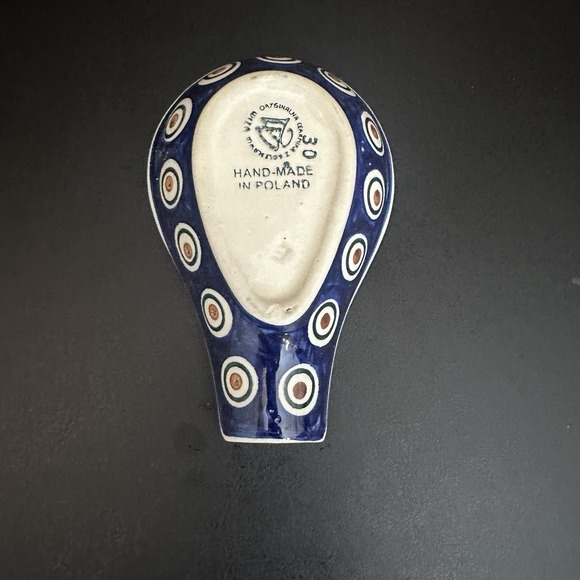 Boleslawiec Spoon Rests Holders Made In Poland Peacock Polish Pottery Blue - Picture 3 of 6